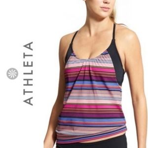 Athleta Capri Stripe Blousy Tankini Top